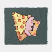 Aangepaste Kawaii Kat Knuffelende Pepperoni Pizza Fleece Deken (Voorkant (Horizontaal))