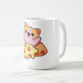Aangepaste Kawaii Kat Knuffelende Pepperoni Pizza Koffiemok (Voorkant rechts)