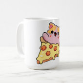 Aangepaste Kawaii Kat Knuffelende Pepperoni Pizza Koffiemok (Voorkant links)