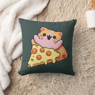 Aangepaste Kawaii Kat Knuffelt Pepperoni Pizza Car Kussen