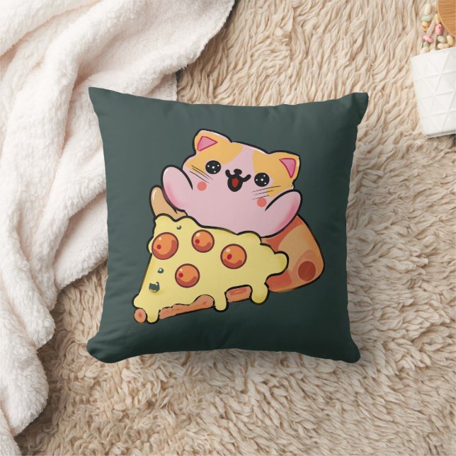 Aangepaste Kawaii Kat Knuffelt Pepperoni Pizza Car Kussen (Deken)