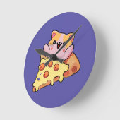 Aangepaste Kawaii Kat Knuffelt Pepperoni Pizza Car Ronde Klok (Hoek)