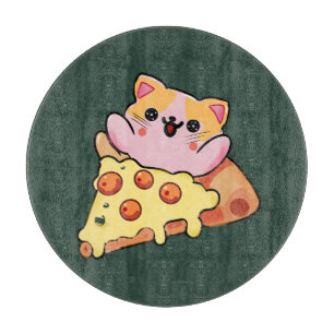 Aangepaste Kawaii Kat Knuffelt Pepperoni Pizza Car Snijplank