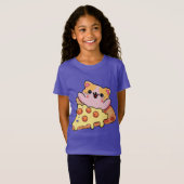Aangepaste Kawaii Kat Knuffelt Pepperoni Pizza Car T-shirt (Voorkant volledig)