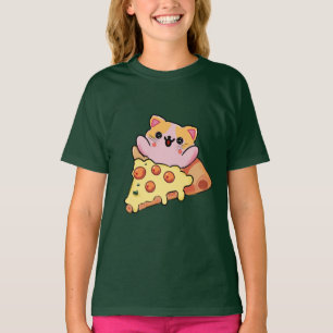 Aangepaste Kawaii Kat Knuffelt Pepperoni Pizza Car T-shirt
