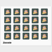 Aangepaste Kawaii Kat Knuffelt Pepperoni Pizza Car Vierkante Sticker (Vel)