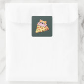 Aangepaste Kawaii Kat Knuffelt Pepperoni Pizza Car Vierkante Sticker (Tas)
