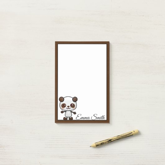Aangepaste Kawaii Panda Beer Post-it Notes (Op bureau)