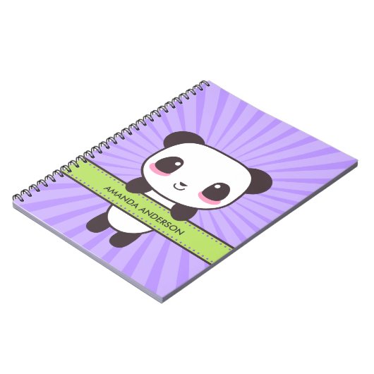 Aangepaste Kawaii Panda-laptop/Journal Notitieboek (Linkerzijde)