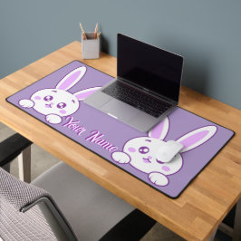 Aangepaste Kawaii Pastel Paarse Kijkende Konijn Bureaumat