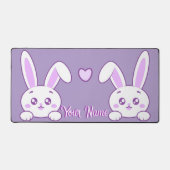 Aangepaste Kawaii Pastel Paarse Kijkende Konijn Bureaumat (Voorkant)