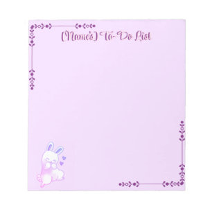 Aangepaste Kawaii Pastel Paarse Konijn met Hartjes Notitieblok