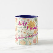 Aangepaste Kawaii Zon en Bloemen voor Kinderen Mok (Midden)