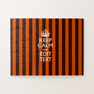 Aangepaste 'Keep Calm Burnt Oranje Stripes' Legpuzzel
