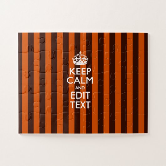 Aangepaste 'Keep Calm Burnt Oranje Stripes' Legpuzzel (Horizontaal)
