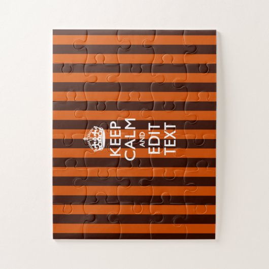 Aangepaste 'Keep Calm Burnt Oranje Stripes' Legpuzzel (Verticaal)