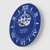 Aangepaste KEEP CALM Crown Text Navy Dial op een Grote Klok (Hoek)