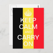 Aangepaste KEEP CALM en CARRY ON - Belgische vlag Briefkaart (Voorkant / Achterkant)