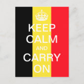 Aangepaste KEEP CALM en CARRY ON - Belgische vlag Briefkaart (Voorkant)