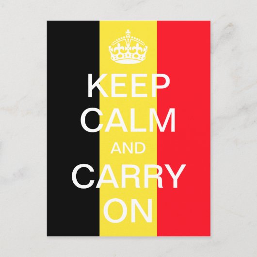 Aangepaste KEEP CALM en CARRY ON - Belgische vlag Briefkaart (Voorkant)