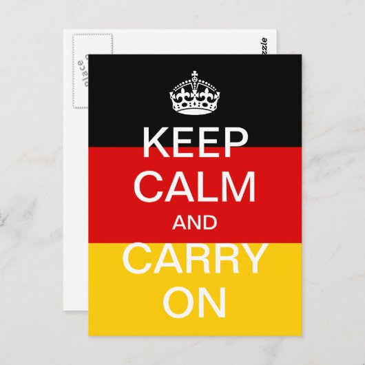 Aangepaste KEEP CALM en CARRY ON - Duitse vlag Briefkaart (Voorkant / Achterkant)