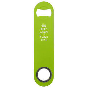Aangepaste KEEP CALM en geef Tekst op Leeggroen ui Speed Flessenopener