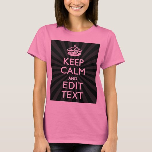 Aangepaste KEEP CALM en jouw tekst bij uitbarsting T-shirt (Voorkant)