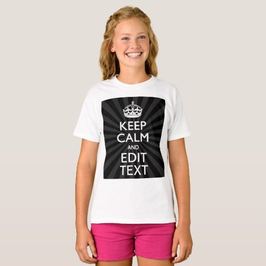 Aangepaste KEEP CALM en jouw tekst bij uitbarsting T-shirt (Voorkant volledig)