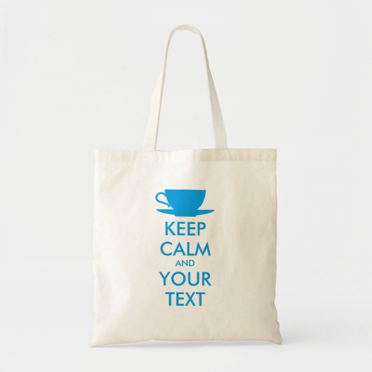 Aangepaste KEEP CALM en JOUW TEKST - blauw pet Tote Bag (Voorkant)