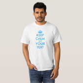Aangepaste KEEP CALM en JOUW TEKST-blauw T-shirt (Voorkant volledig)