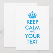Aangepaste KEEP CALM en JOUW TEKST - blauwe woorde (Voorkant / Achterkant)