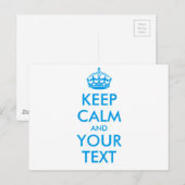 Aangepaste KEEP CALM en JOUW TEKST - blauwe woorde Briefkaart (Voorkant / Achterkant)