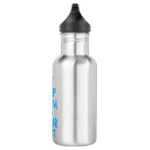 Aangepaste KEEP CALM en JOUW TEKST - blauwe woorde Waterfles (Rechts)