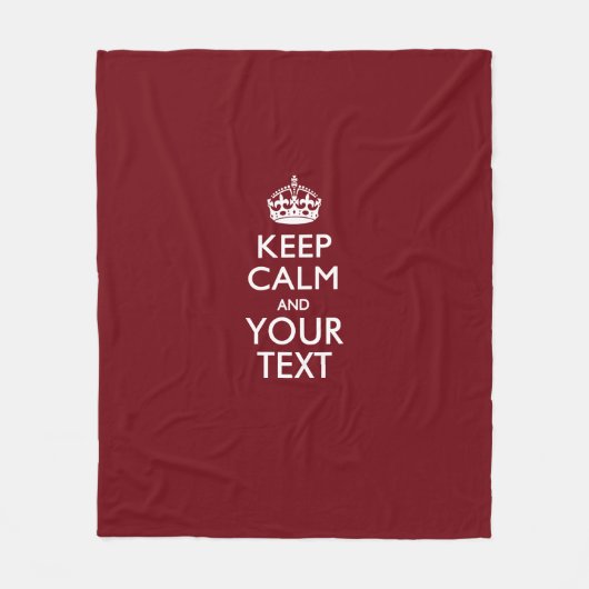Aangepaste Keep Calm en Jouw tekst Burgundy Fleece Deken (Voorkant)