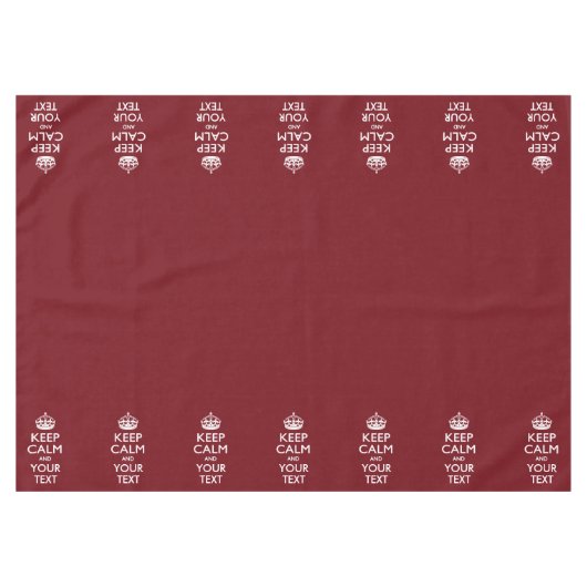 Aangepaste Keep Calm en Jouw tekst Burgundy Tafelkleed (Voorkant (Horizontaal))