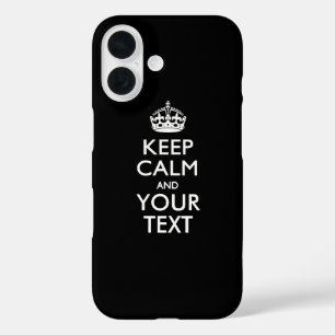 Aangepaste KEEP CALM EN Jouw tekst iPhone 16 Hoesje