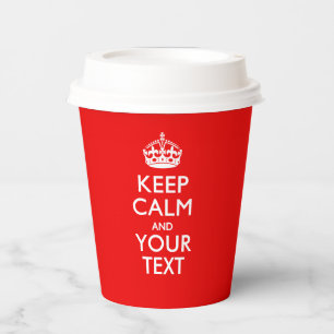 Aangepaste Keep Calm en Jouw tekst Coral Papieren Bekers