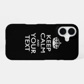 Aangepaste KEEP CALM EN Jouw tekst iPhone 16 Hoesje (Achterkant horizontaal)