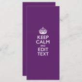 Aangepaste KEEP CALM EN Jouw tekst op Paars (Voorkant / Achterkant)