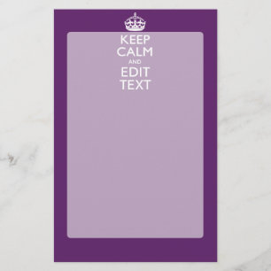 Aangepaste KEEP CALM EN Jouw tekst op Paars Briefpapier