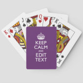 Aangepaste KEEP CALM EN Jouw tekst op Paars Pokerkaarten (Achterkant)