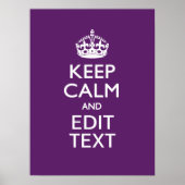 Aangepaste KEEP CALM EN Jouw tekst op Paars Poster (Voorkant)