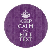 Aangepaste KEEP CALM EN Jouw tekst op Paars Snijplank (Voorkant)