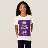 Aangepaste KEEP CALM EN Jouw tekst op Paars T-shirt (Voorkant volledig)