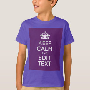 Aangepaste KEEP CALM EN Jouw tekst op Paars T-shirt