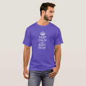 Aangepaste KEEP CALM EN Jouw tekst op Paars T-shirt (Voorkant volledig)