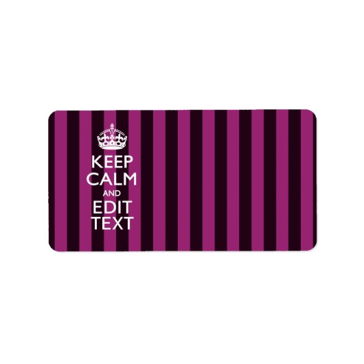 Aangepaste KEEP CALM en Jouw tekst op Roze Etiket (Voorkant)