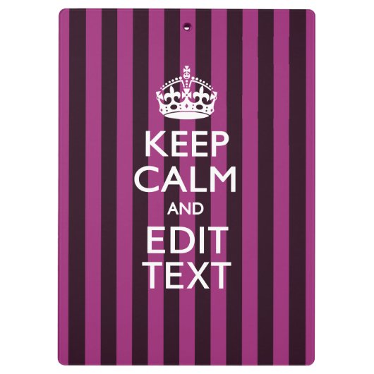 Aangepaste KEEP CALM en Jouw tekst op Roze Klembord (Achterkant)