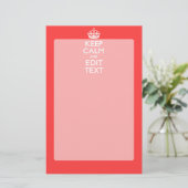 Aangepaste KEEP CALM en jouw tekst op roze koraal Briefpapier (Staand voorkant)