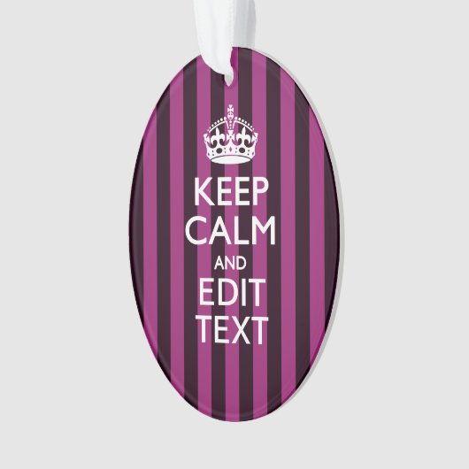 Aangepaste KEEP CALM en Jouw tekst op Roze Ornament (voorkant)